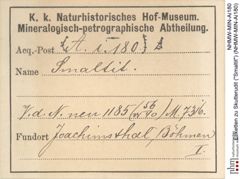 Etiketten zu Skutterudit ("Smaltit") (NHMW-MIN-Ai180)